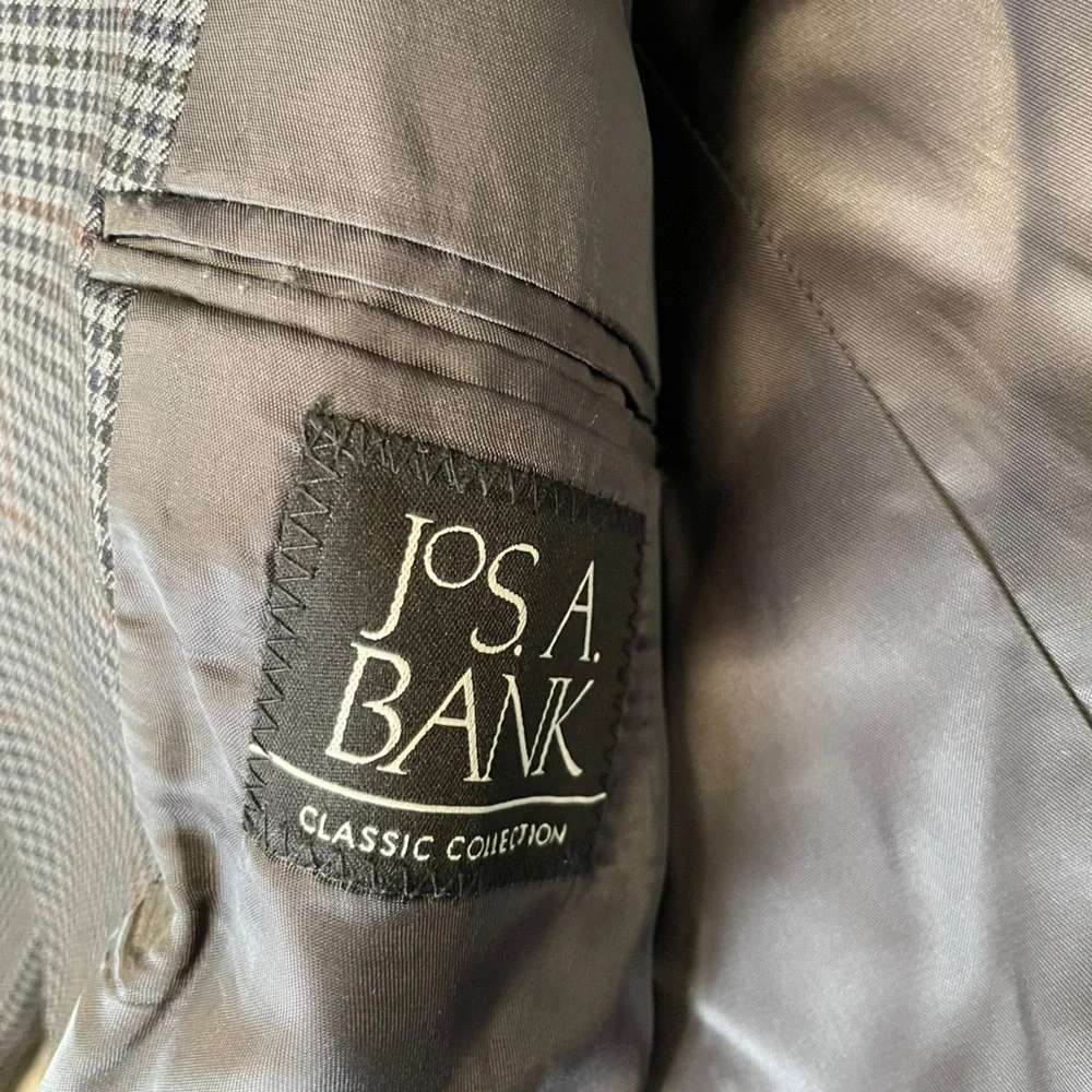 Men's ‎ 100% wool Jos A Bank's Sport coat 2 button 40R prince of wales check